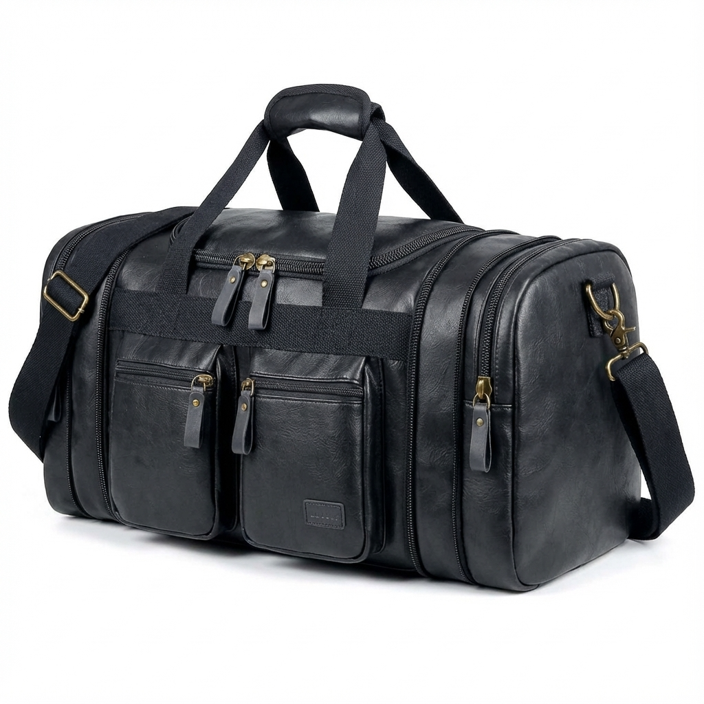Men’s Leather Duffel Bag – Carry-On Travel 40L Travel