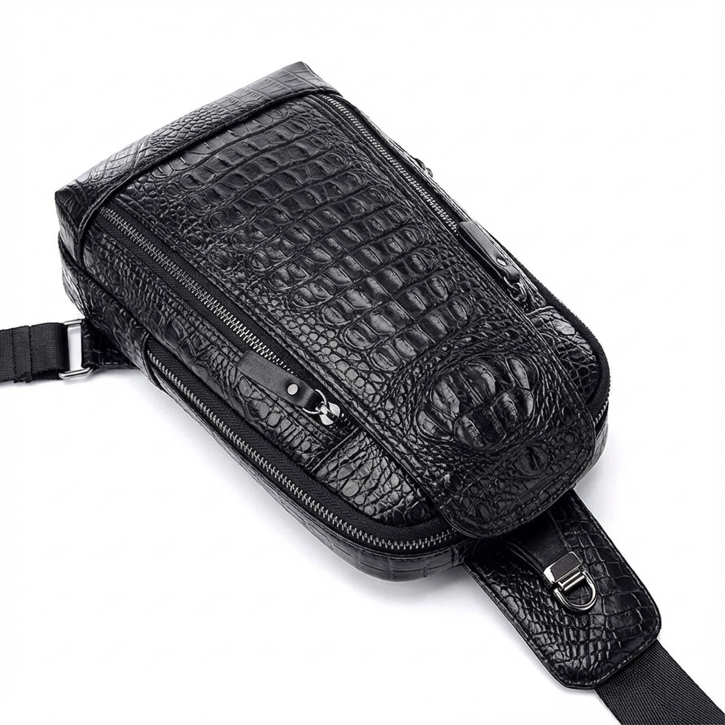 Men’s Croc-Embossed Leather Sling Bag – Modern Everyday Carry