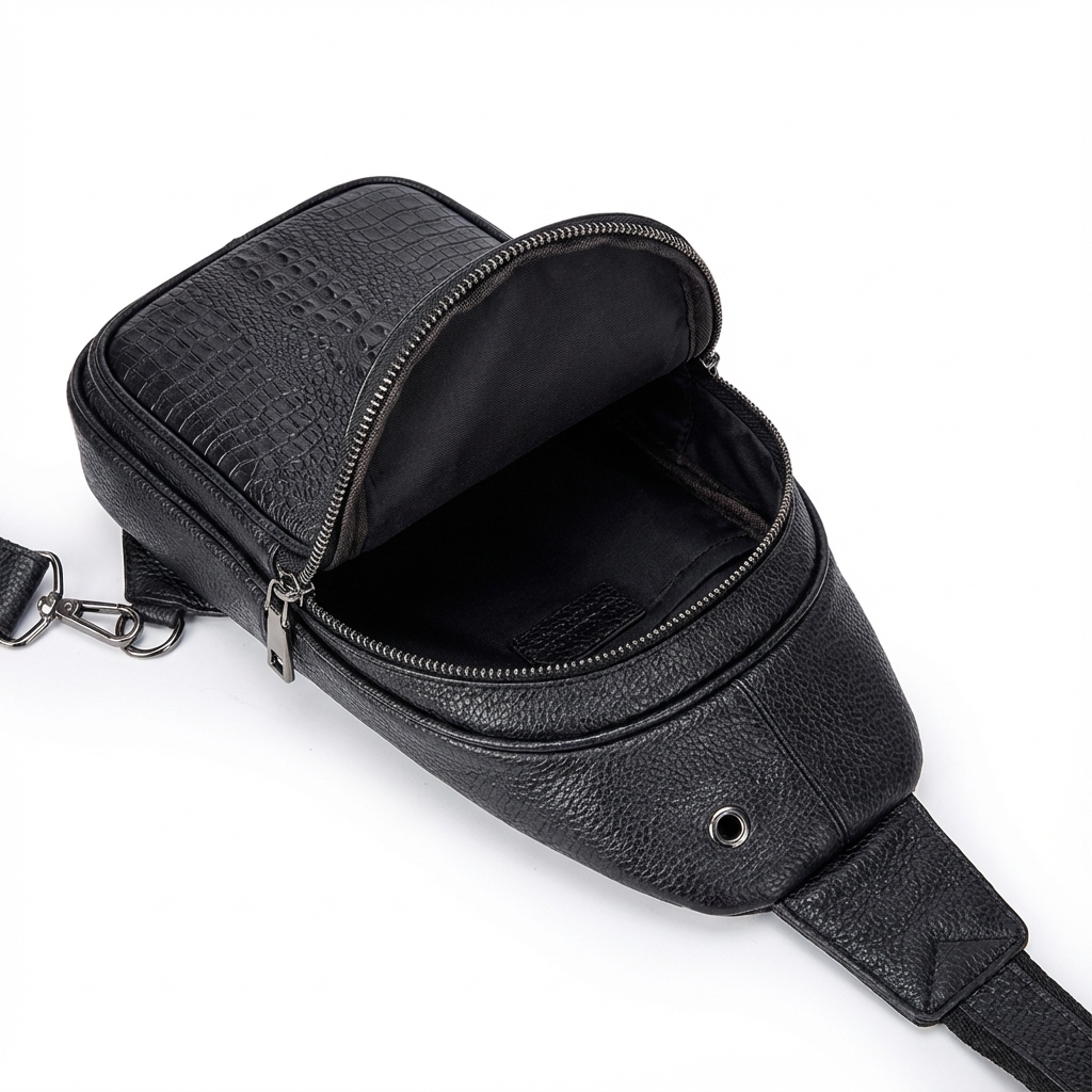 Men’s Croc-Embossed Leather Sling Bag – Modern Everyday Carry