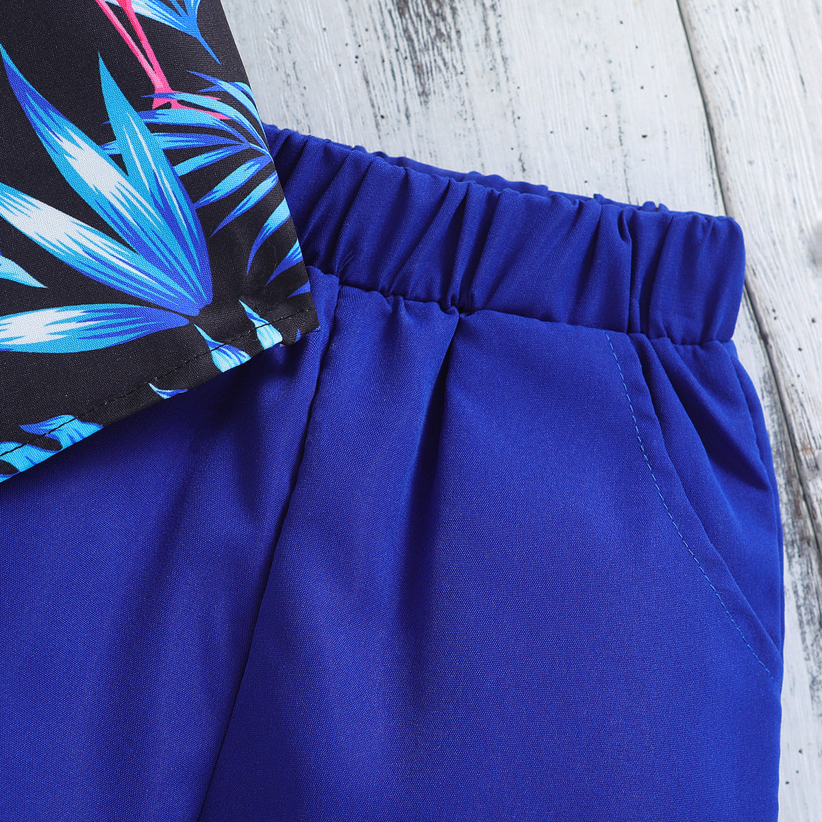 Summer New Boys' Short-sleeved Printed Shirt And Shorts Two-piece Set