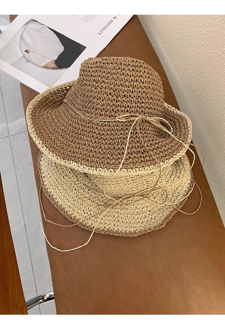 Brim Sun-proof Sun Protection Beach Trip All-matching Sun-proof Dome Straw Hollow Breathable Straw Hat