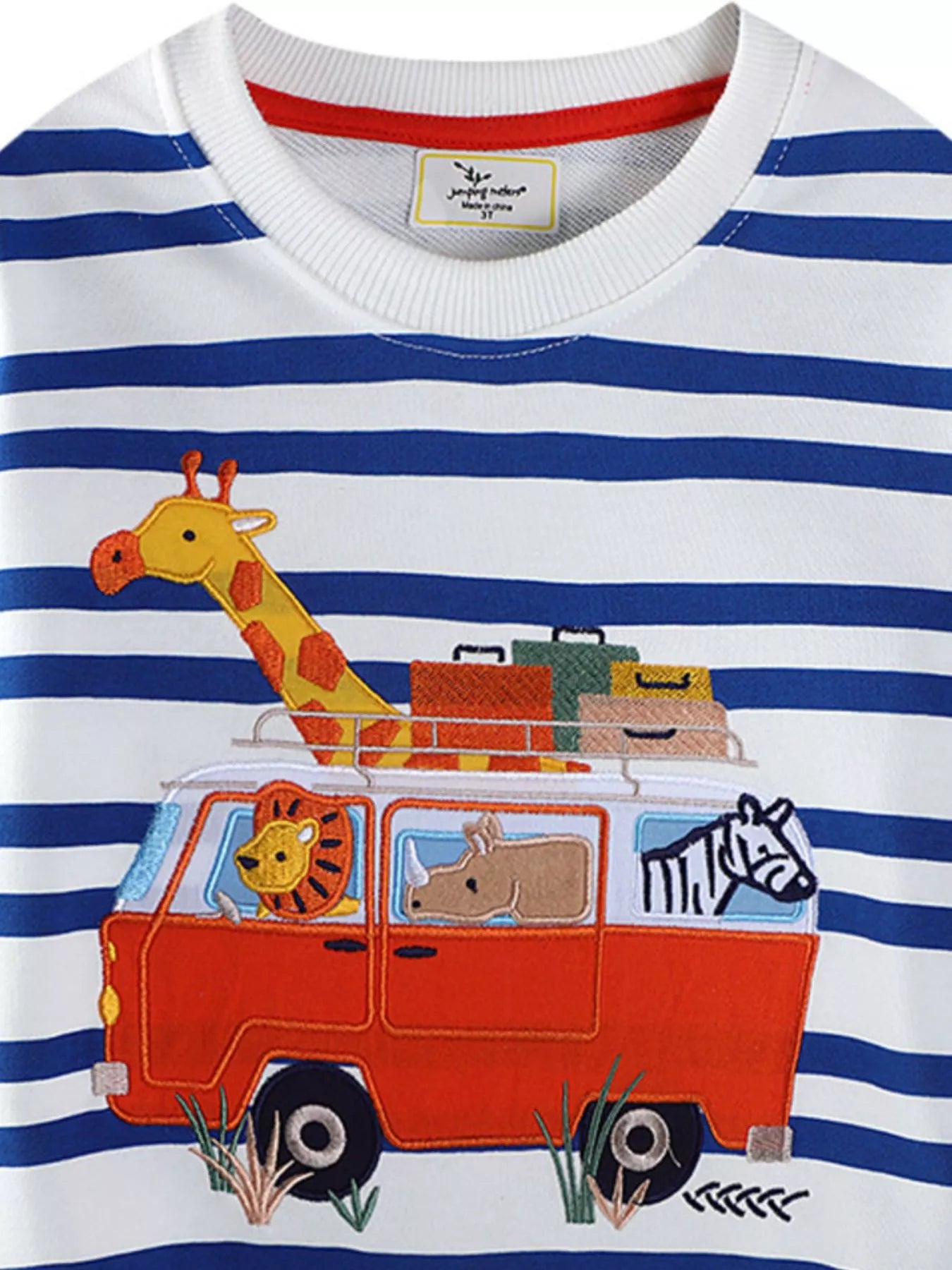 Toddler Boys Striped Animal Adventure Embroidered Sweatshirt