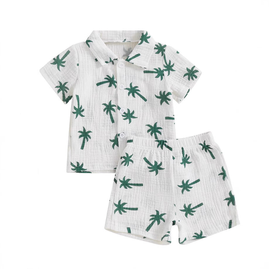 Baby Boy Beach Series Short Sleeve Blouse And Pants