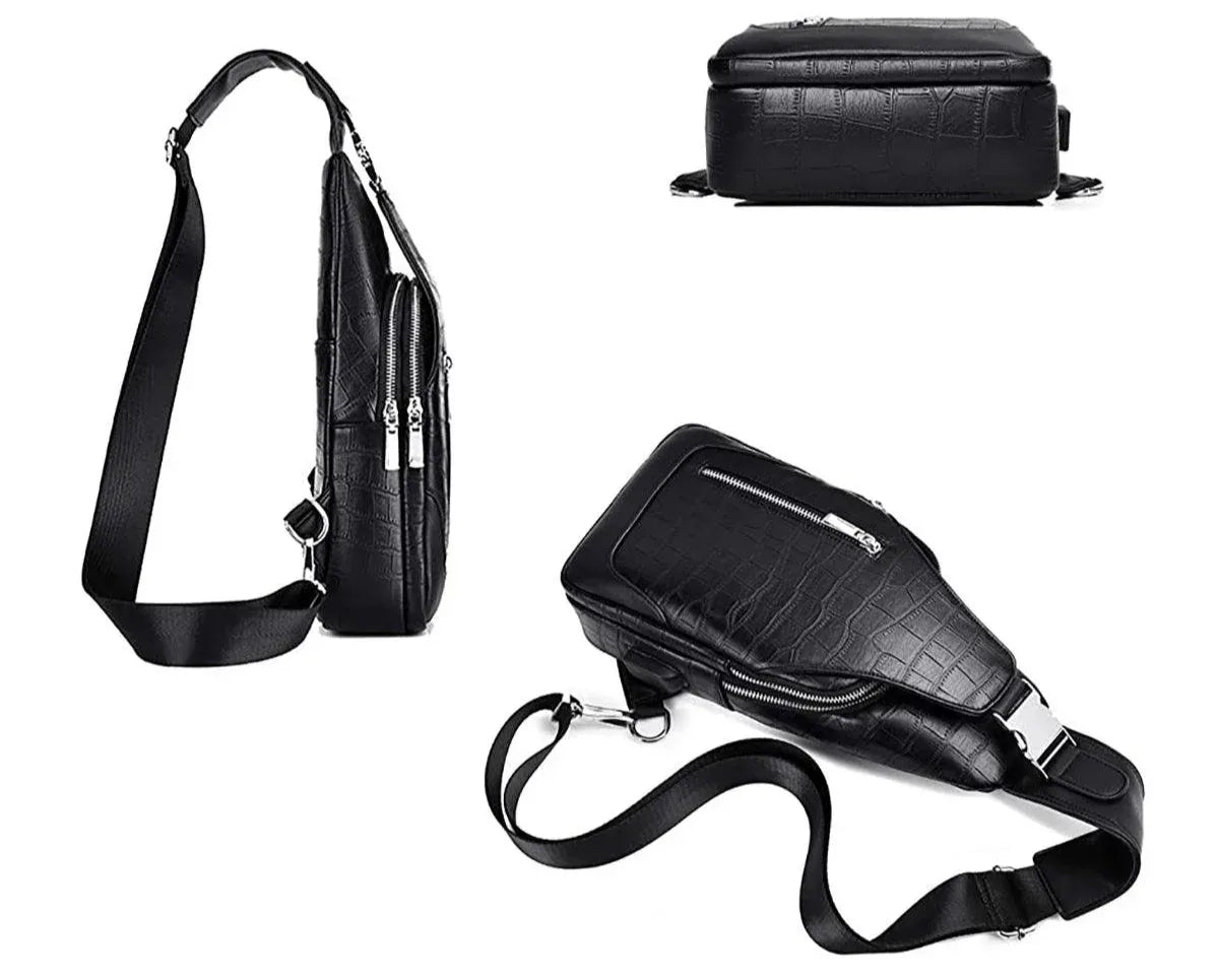 Men’s Croc-Embossed Leather Sling Bag – Modern Everyday Carry