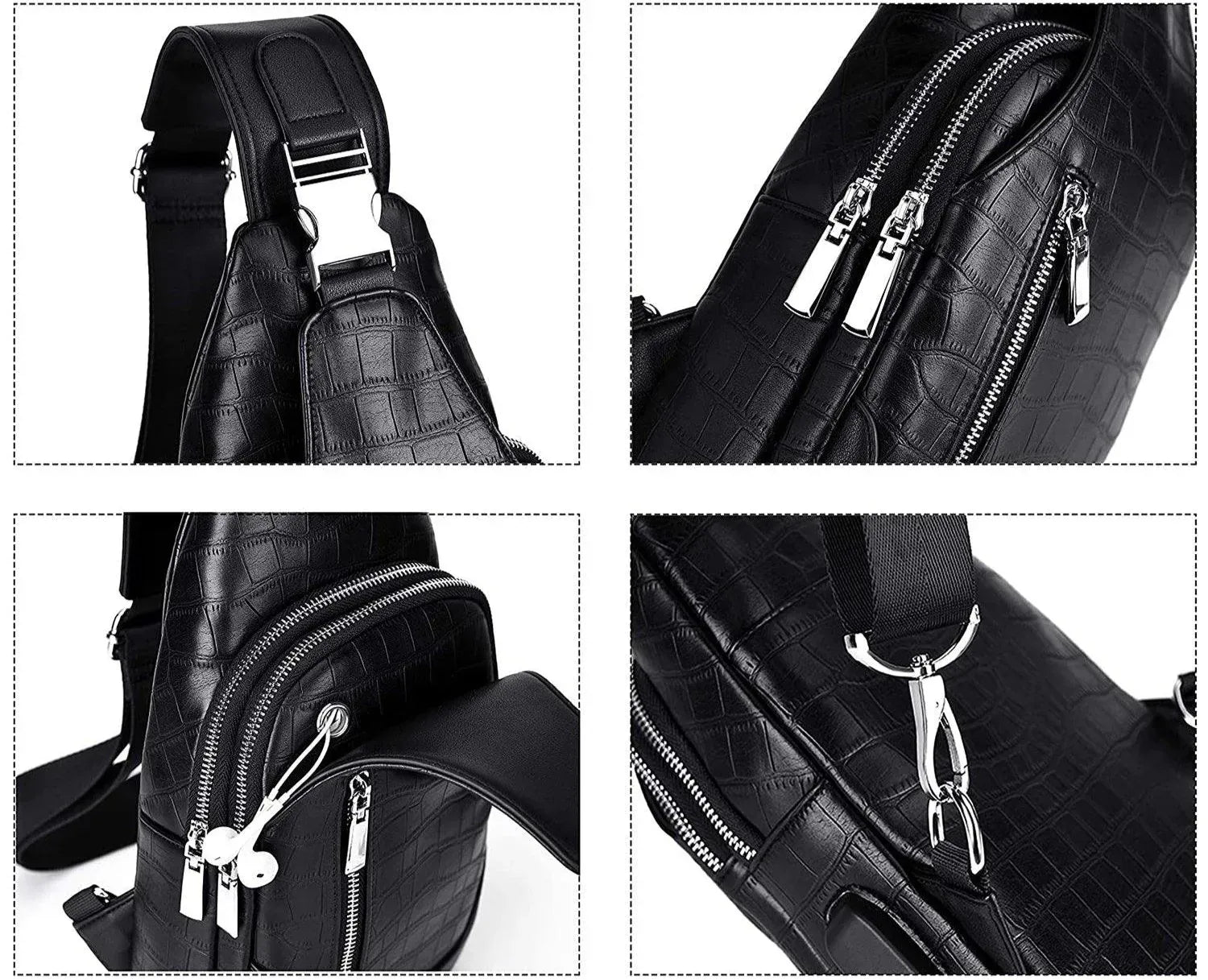 Men’s Croc-Embossed Leather Sling Bag – Modern Everyday Carry