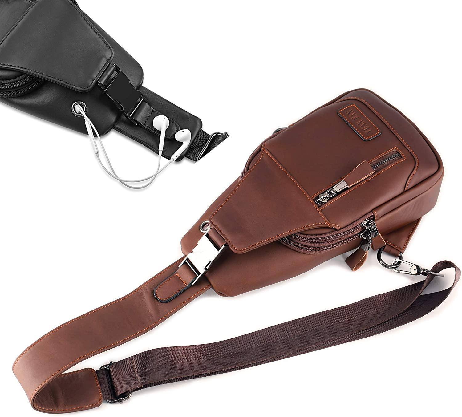 Men’s Leather Sling Bag – Secure Anti-Theft