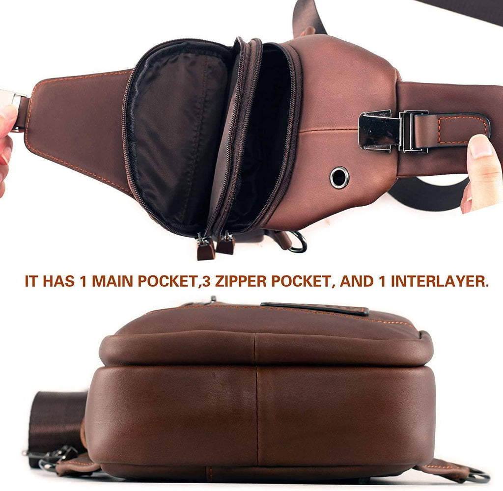 Men’s Leather Sling Bag – Secure Anti-Theft