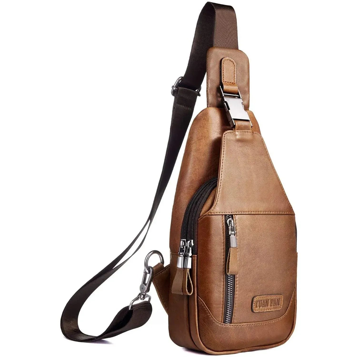 Men’s Leather Sling Bag – Secure Anti-Theft