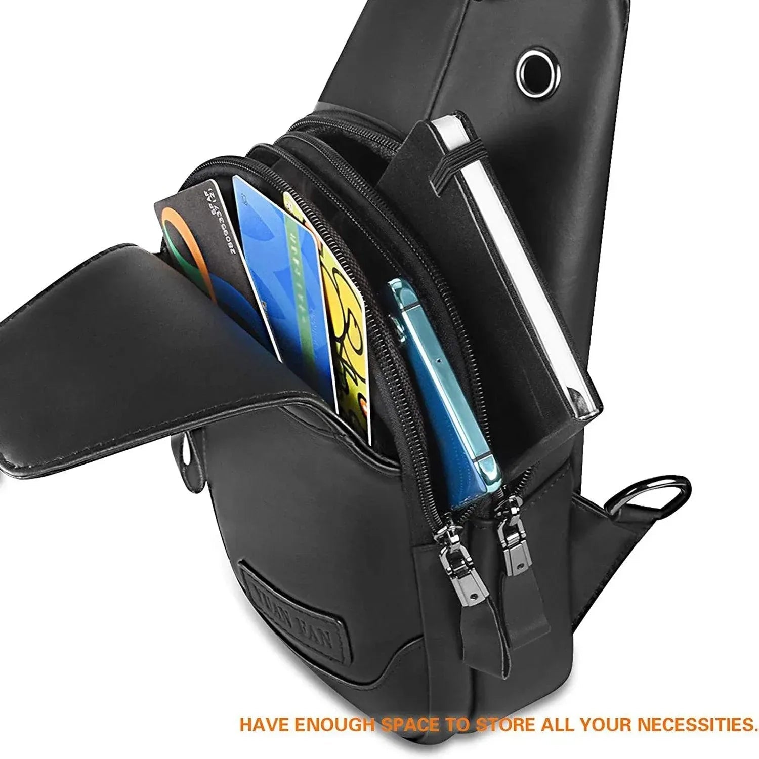 Men’s Leather Sling Bag – Secure Anti-Theft