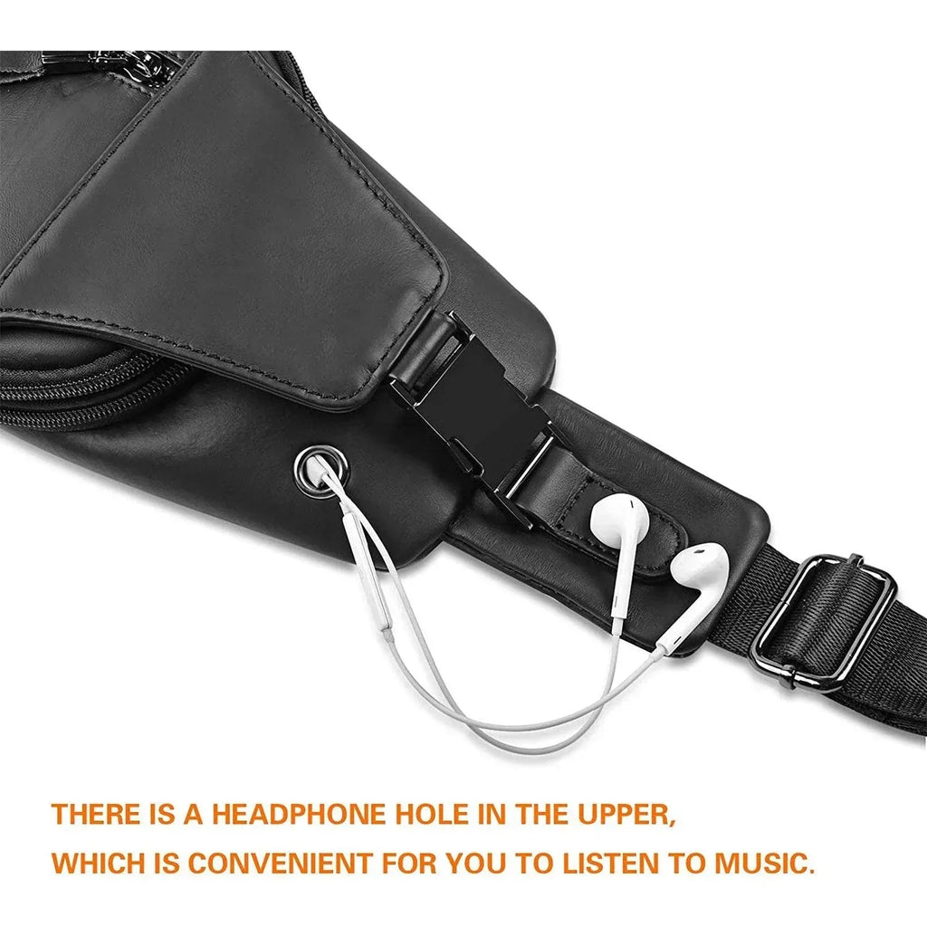 Men’s Leather Sling Bag – Secure Anti-Theft