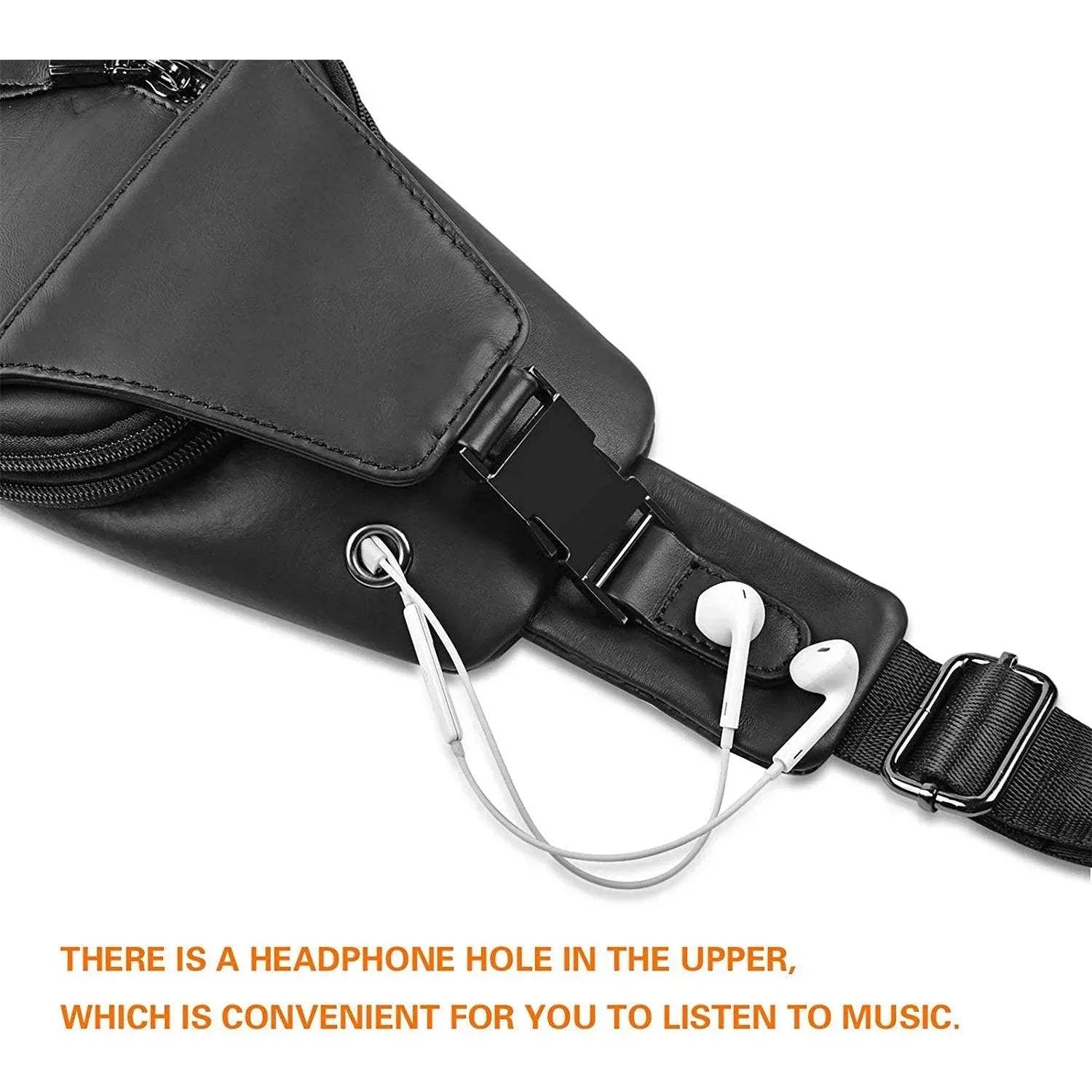 Men’s Leather Sling Bag – Secure Anti-Theft