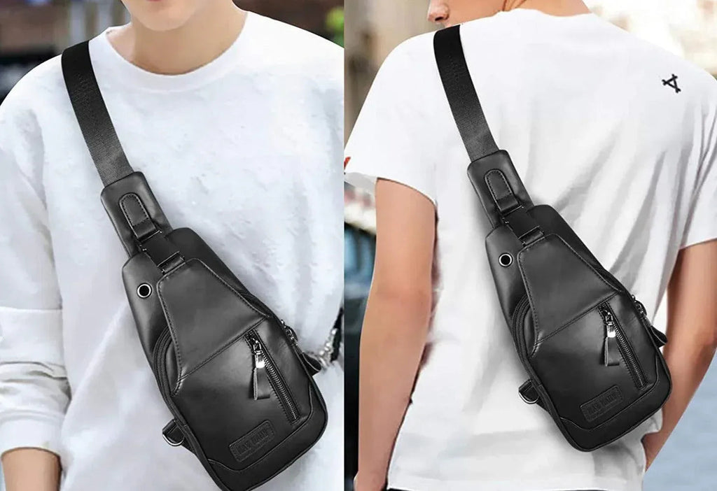 Men’s Leather Sling Bag – Secure Anti-Theft