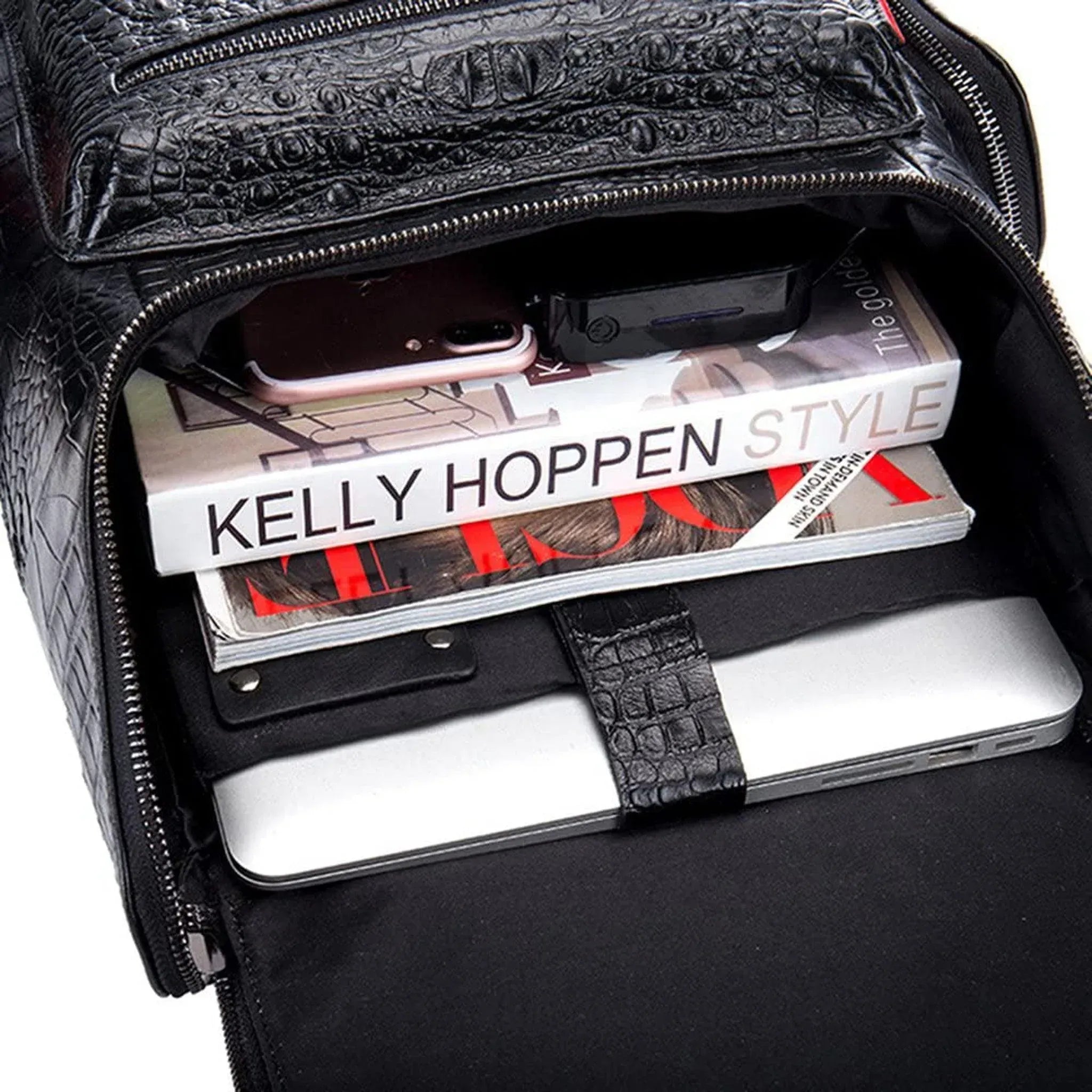 Men’s Croc-Embossed Leather Backpack – Modern Everyday Carry