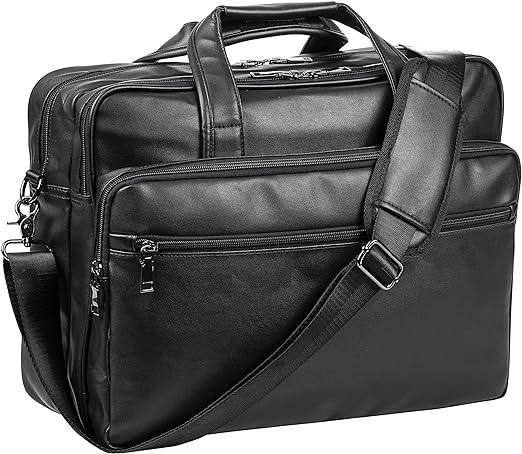 Men’s Leather Messenger Bag – Water-Resistant 15.6 Laptop Ready