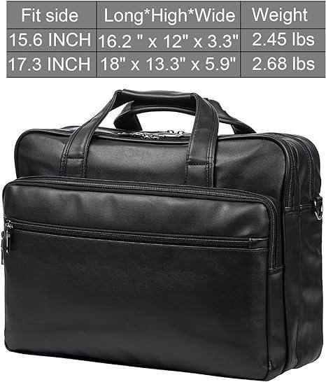 Men’s Leather Messenger Bag – Water-Resistant 15.6 Laptop Ready