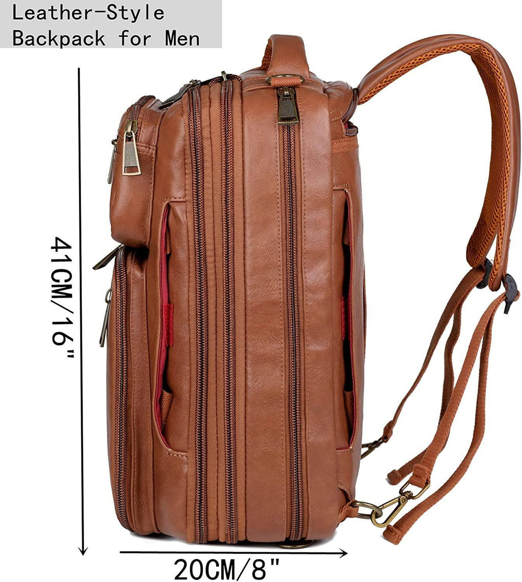 Men’s Leather Backpack – Secure Anti-Theft Convertible Work