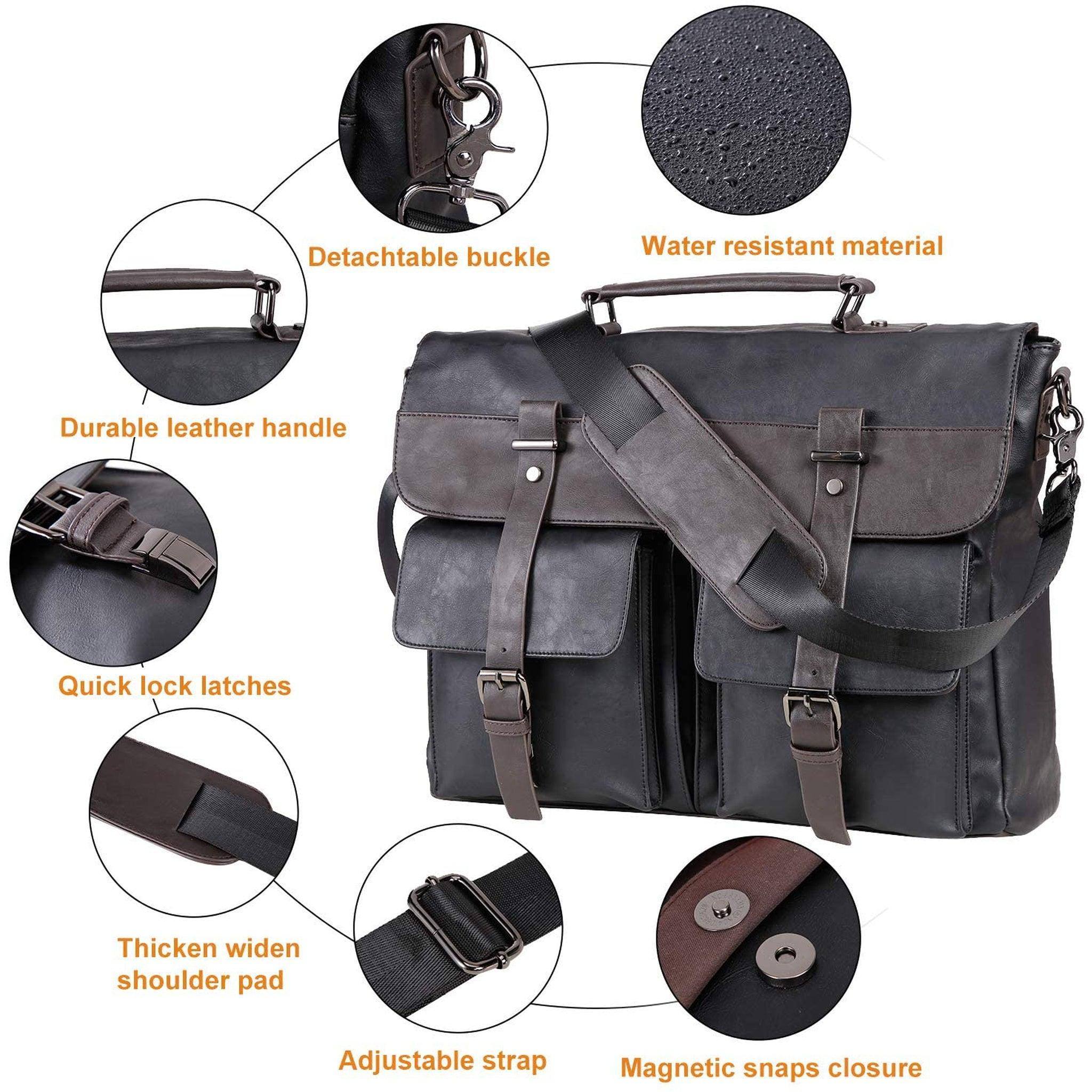 Men’s Leather Messenger Bag – Water-Resistant Professional Commute