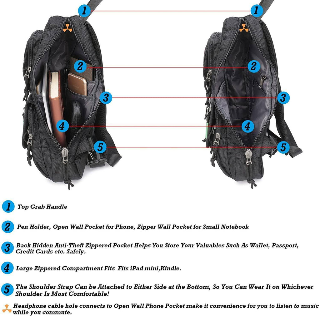 Men’s Nylon Sling Bag – Secure Anti-Theft