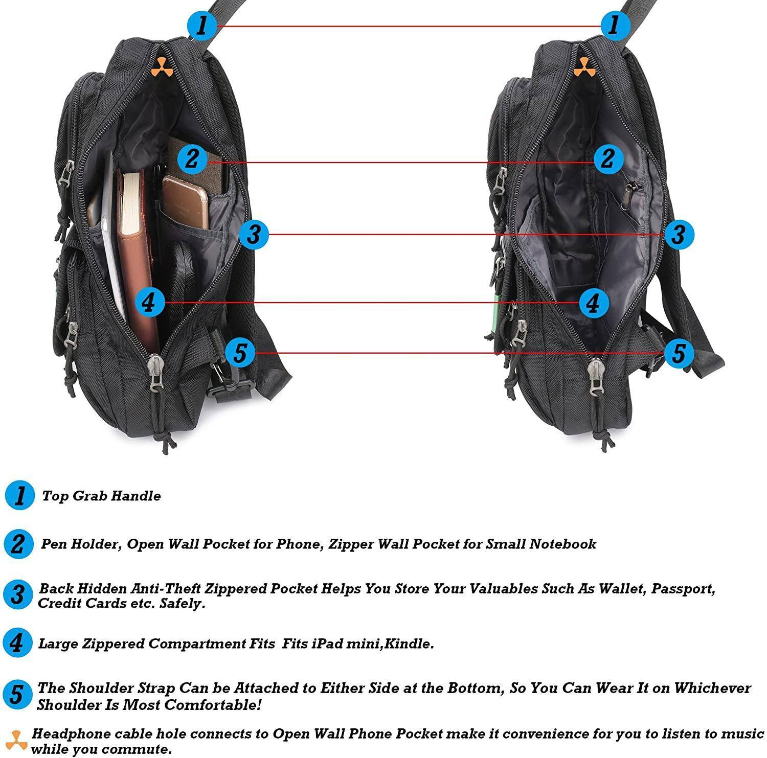 Men’s Nylon Sling Bag – Secure Anti-Theft