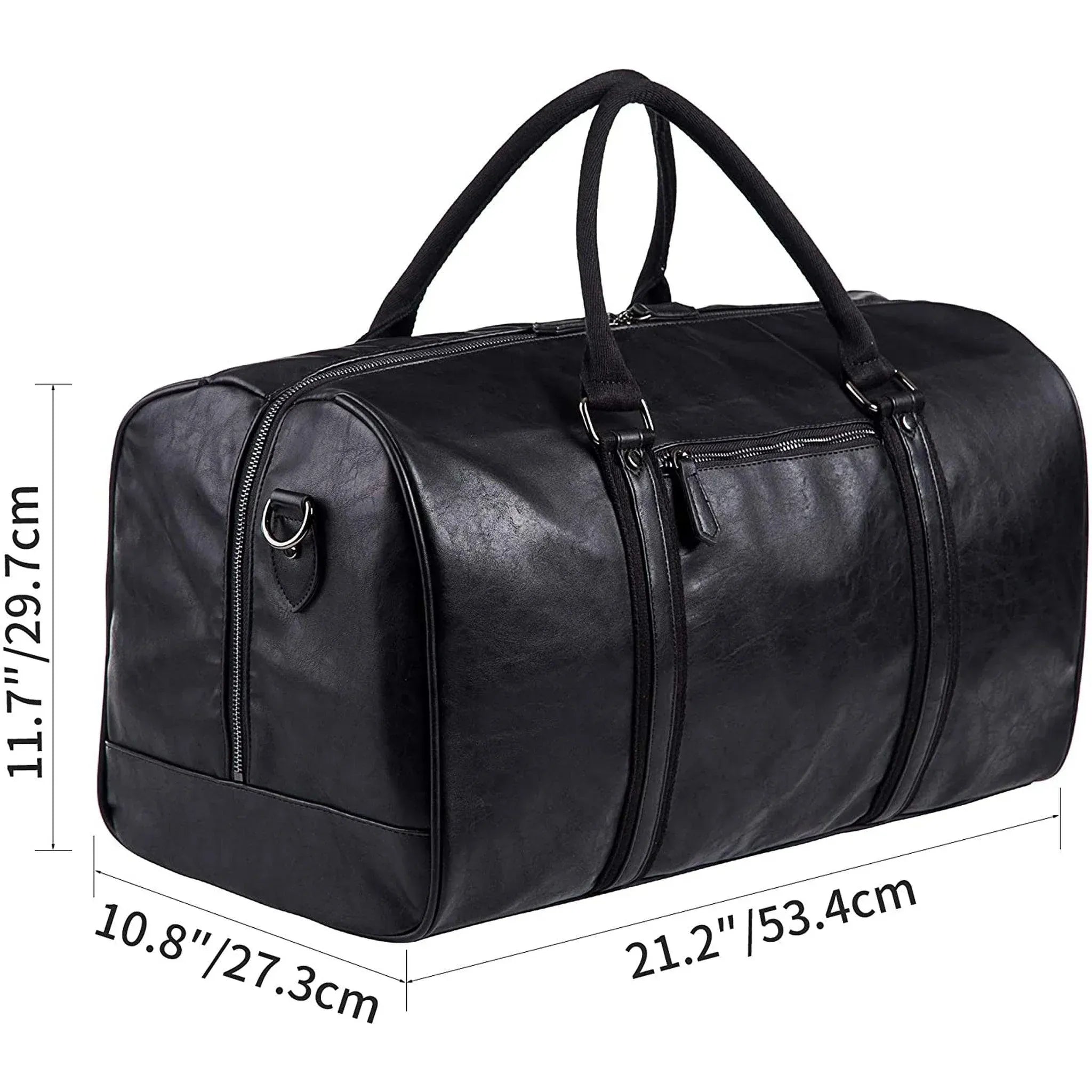 Men’s Leather Duffel Bag – 52L Travel Weekend Ready