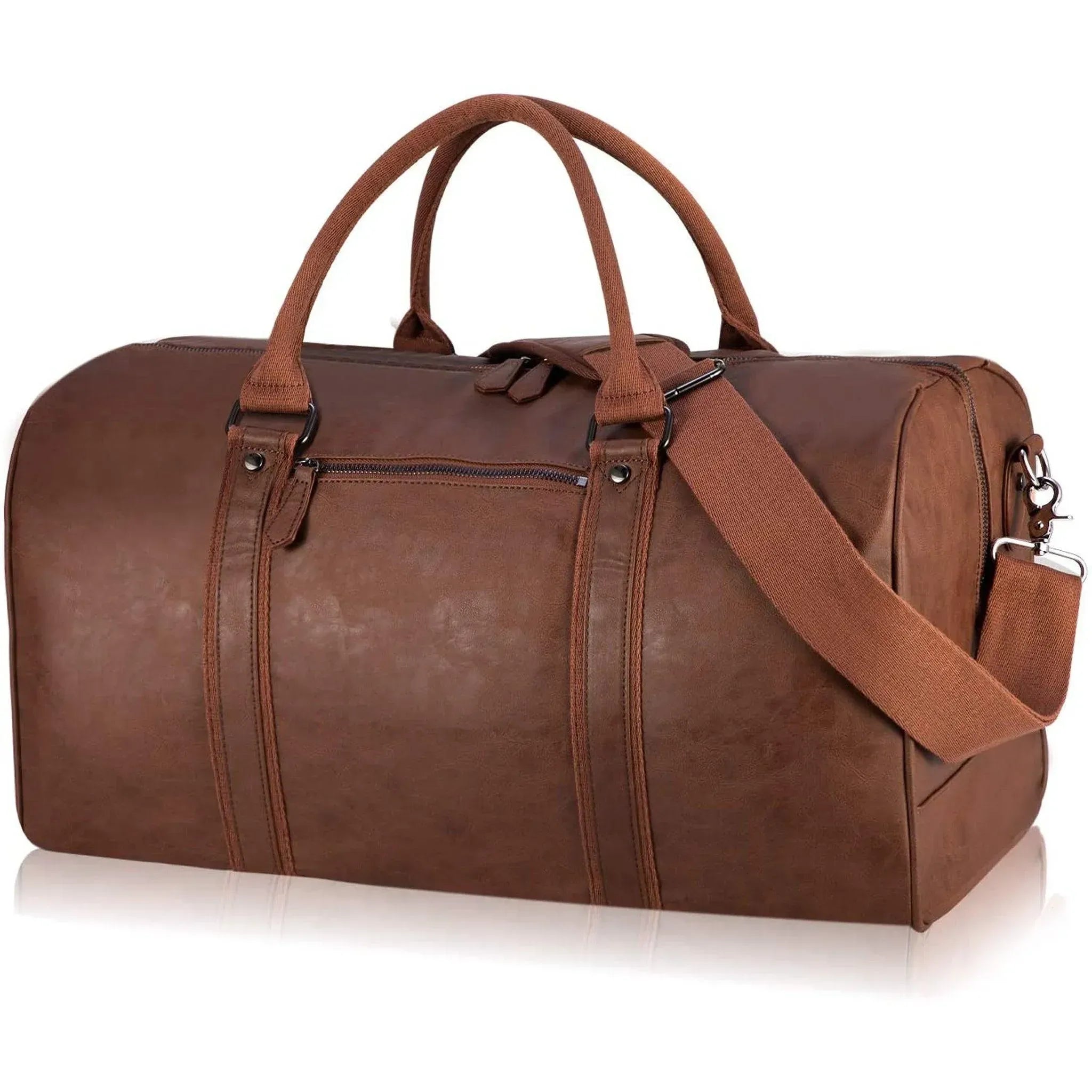 Men’s Leather Duffel Bag – 52L Travel Weekend Ready