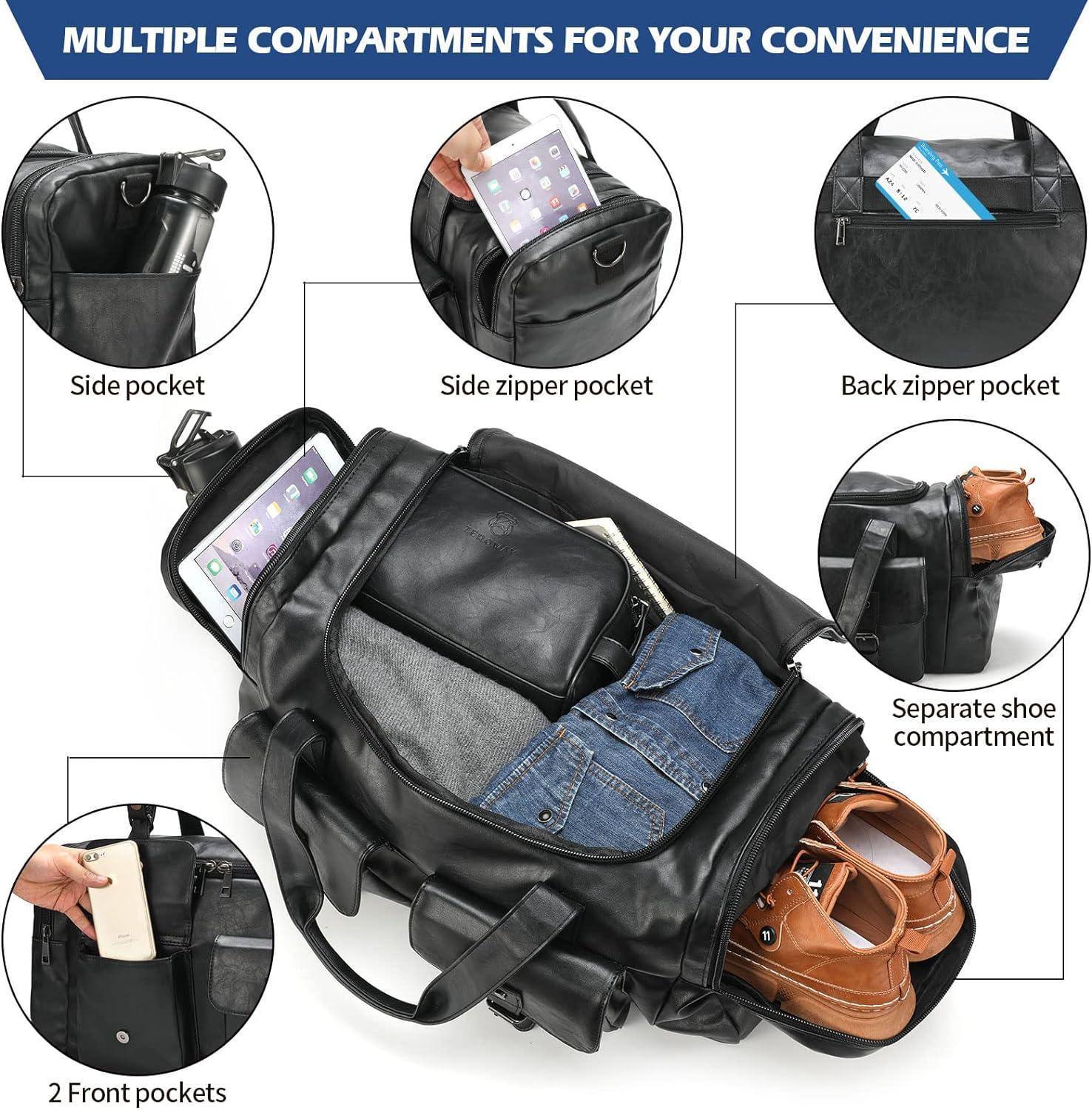 Men’s Leather Duffel Bag – With Toiletry Set