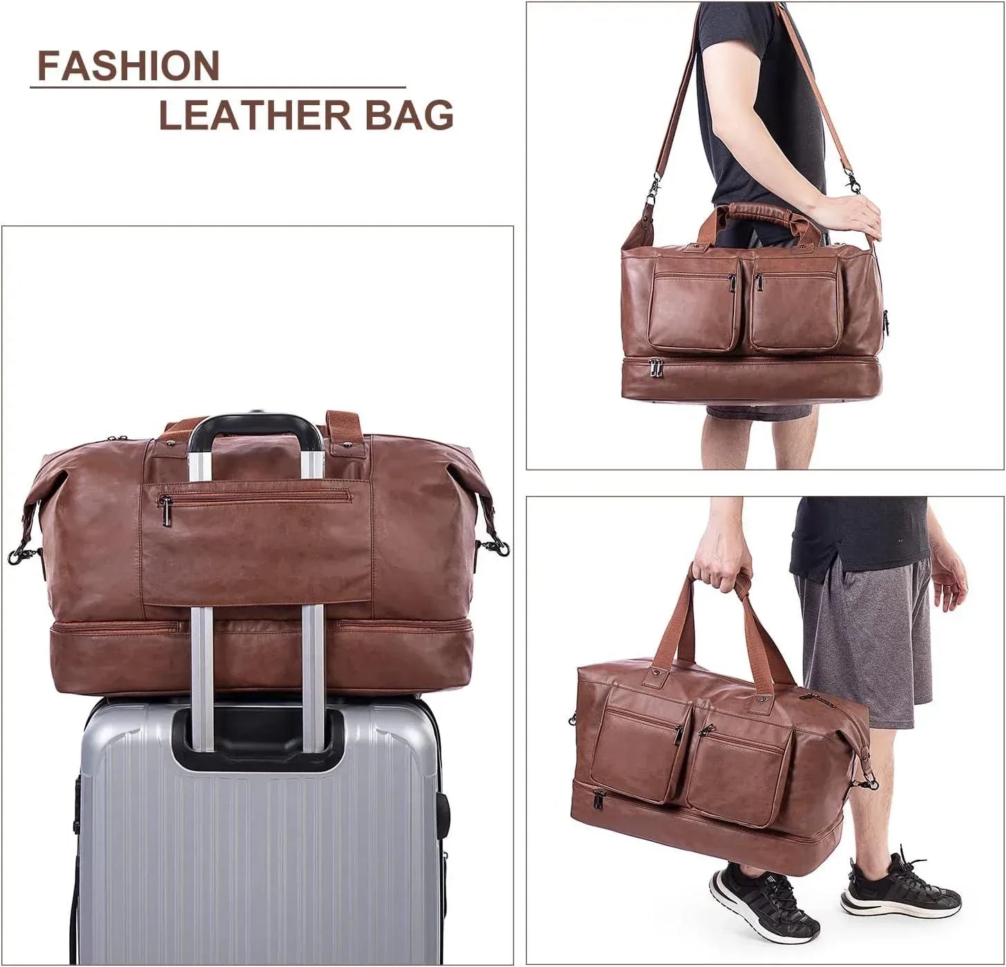 Men’s Leather Travel Bag – Carry-On Travel Laptop Ready
