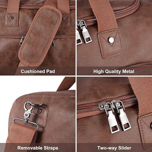 Men’s Leather Duffel Bag – Carry-On Travel 52L Travel