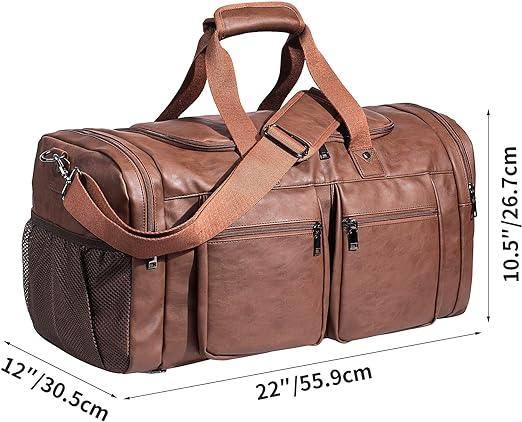 Men’s Leather Duffel Bag – Carry-On Travel 52L Travel